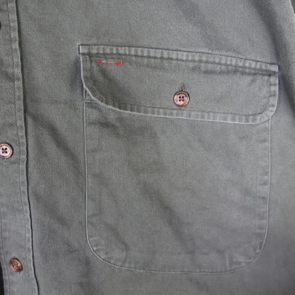 Vintage Banana Republic Safari Travel Button Down‎ Shirt Utility Green Cotton L